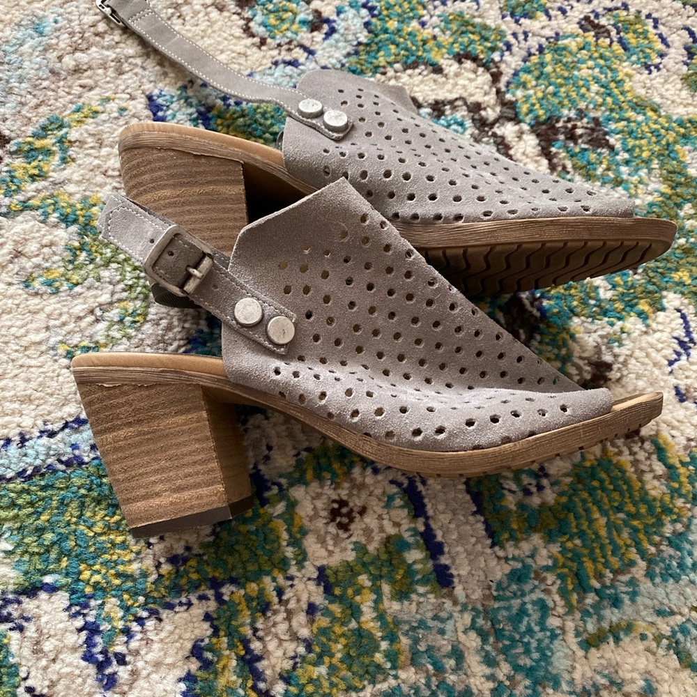 Italian Suede Polka Dot Heeled Sandals - Picture 2 of 5